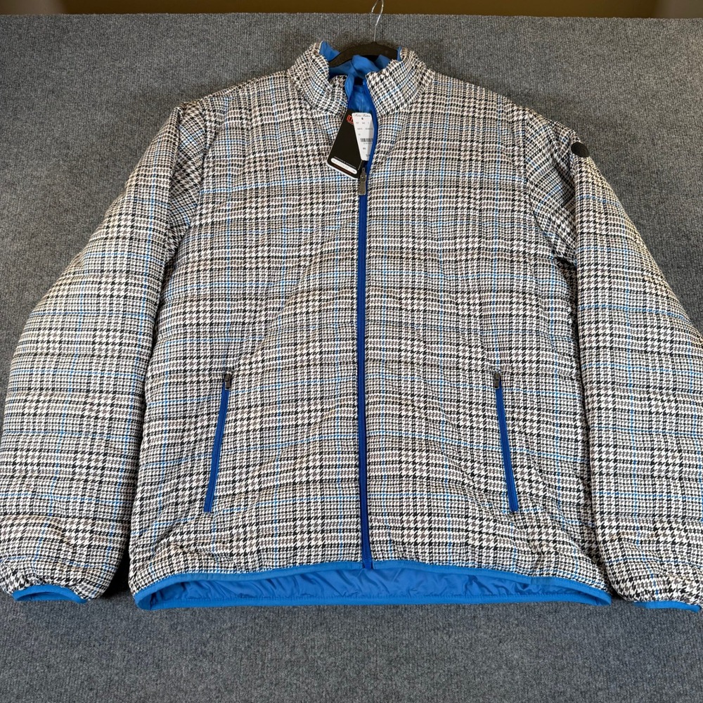 Brooks Brothers Red Fleece Puffer Jacket Mens XXL Blue Houndstooth Thermore NEW